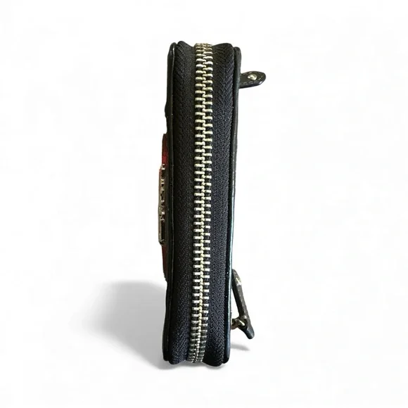 Coach Black Jacquard Signature Zip Wallet – Gold Trim Zip Around - Picture 3 of 5